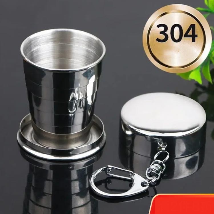 150ml 災害時 携帯コップ 携帯用うがいカップ カラビナ付き たためる携帯コップ 持ち運び ふた付き コンパクト 折りたたみコップ うがいコップ 旅行用 軽量 収納便利 折りたためるコップ アウトドア キャンプ 登山 学校 外出 ステンレス製