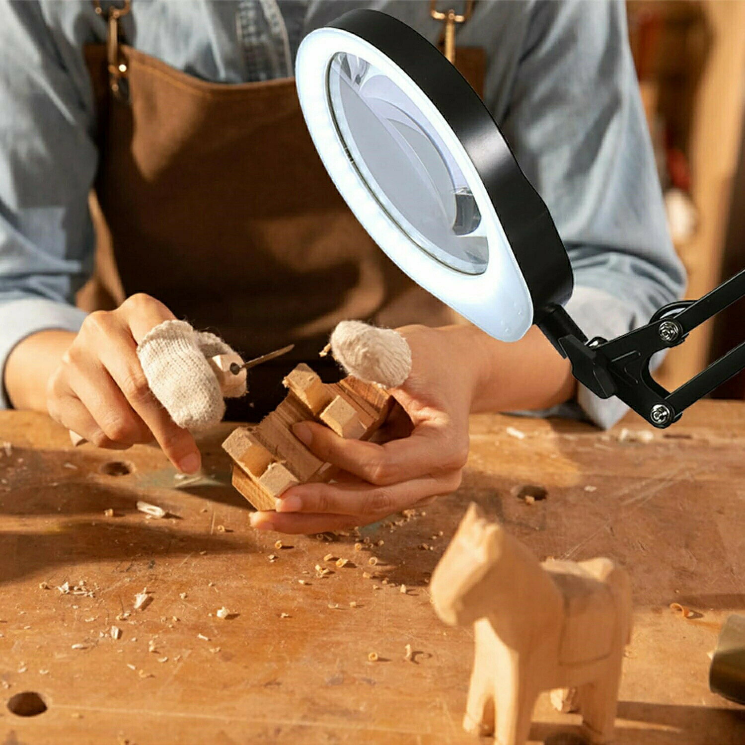 拡大鏡 スタンド スタンドライト ライト付き ルーペ 10倍の倍率拡大鏡 角度調整可能 ルーペ 多功能デスクランプ クリップス対応 タンドルーペ 3種色温度 10階調光 目に優しい