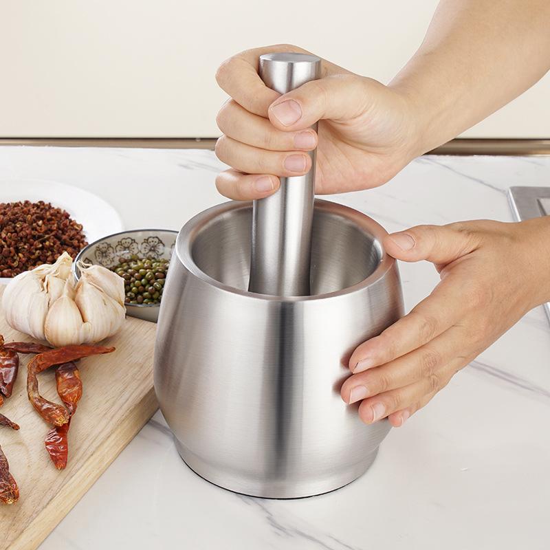 にんにく潰し器 家庭用 手動 304ステンレス鋼 すり鉢 ガーリックプレス 乳鉢 薬味潰し 多機能 モダン ..