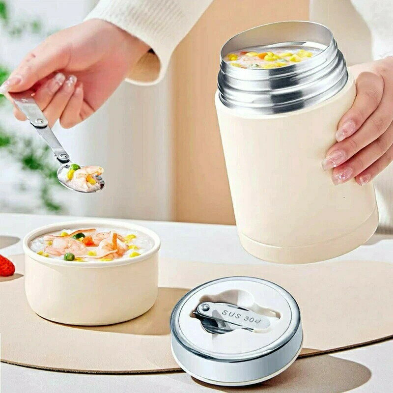 弁当箱 800ml大容量 スープジャー 2サイズ スプーン付 真空断熱 保温 保冷 550ml ランチジャー ハンドル付き 持ち運び便利 316ステンレス 保温弁当箱 丸口設計 口当たり優しい