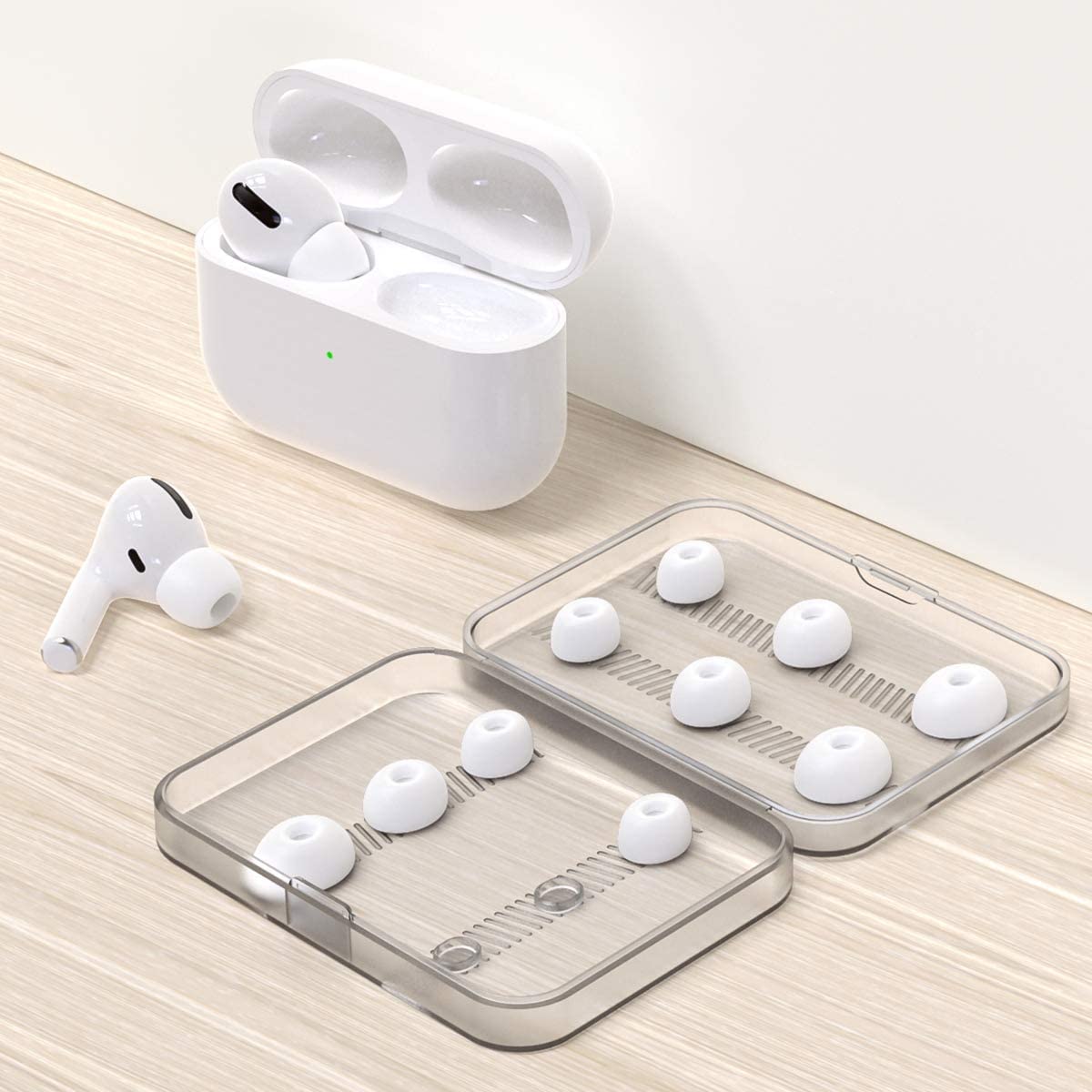 乐天商城 - AirPods Pro イヤーピース 交換用 6ペア [S/M/Lサイズ各2ペア] シリコン イヤーチップ AirPods Pro第1 & 第2世代 対応 イヤーピース分離可能 遮音性 フィット感 脱落防止 収納ケース付き ホワイト 送料無料