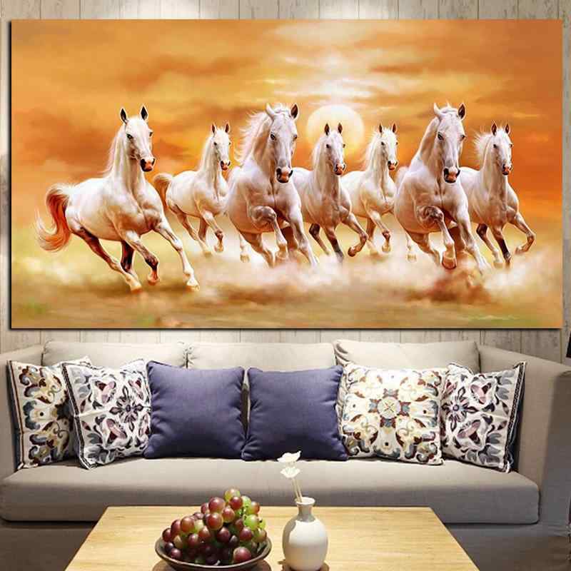 Rakuten - ウォールアート 白馬 疾走 馬モチーフ 竹モチーフ モダン シンプル 新中式 和モダン 抽象画風 キャンバスプリント 油絵風 フレームレス 額縁なし 長方形 リビング 寝室 書斎 ダイニング 玄関 オフィス 店舗用 インテリア装飾