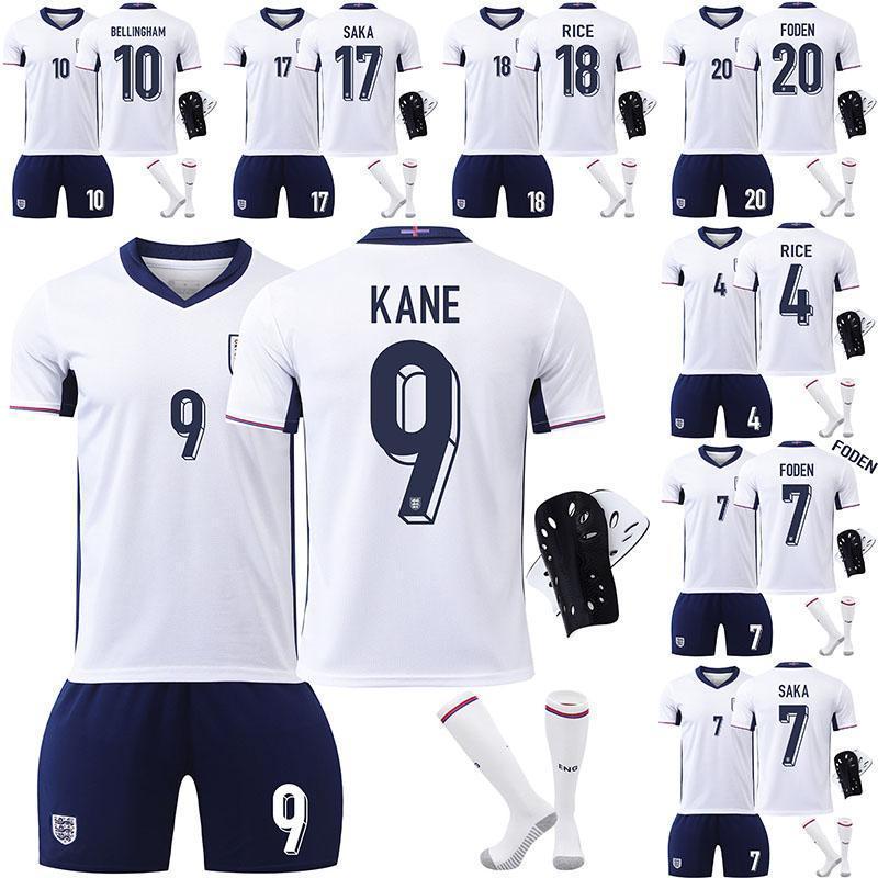 サッカー ユニフォーム 【四点セット】サッカーウェア 2024欧州カップイングランドユニフォーム9番ケイン10ベリンハム20フォーデンサッカーウェアセット セット 大人 子供 半