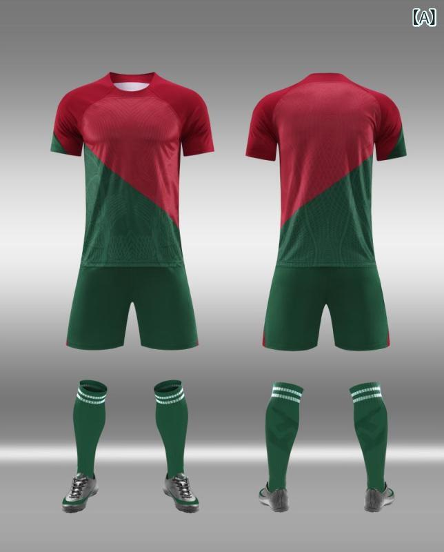 Long Pants - サッカーユニフォーム 上下セット ポルトガル代表 練習着 通気性重視 吸汗速乾素材 プロ仕様 快適フィット 激しい動きに対応 トレーニングウェア フットサル 運動着 スポーツウェア メンズ サポーター グッズ 試合観戦 部活動 合宿 予備ウェア