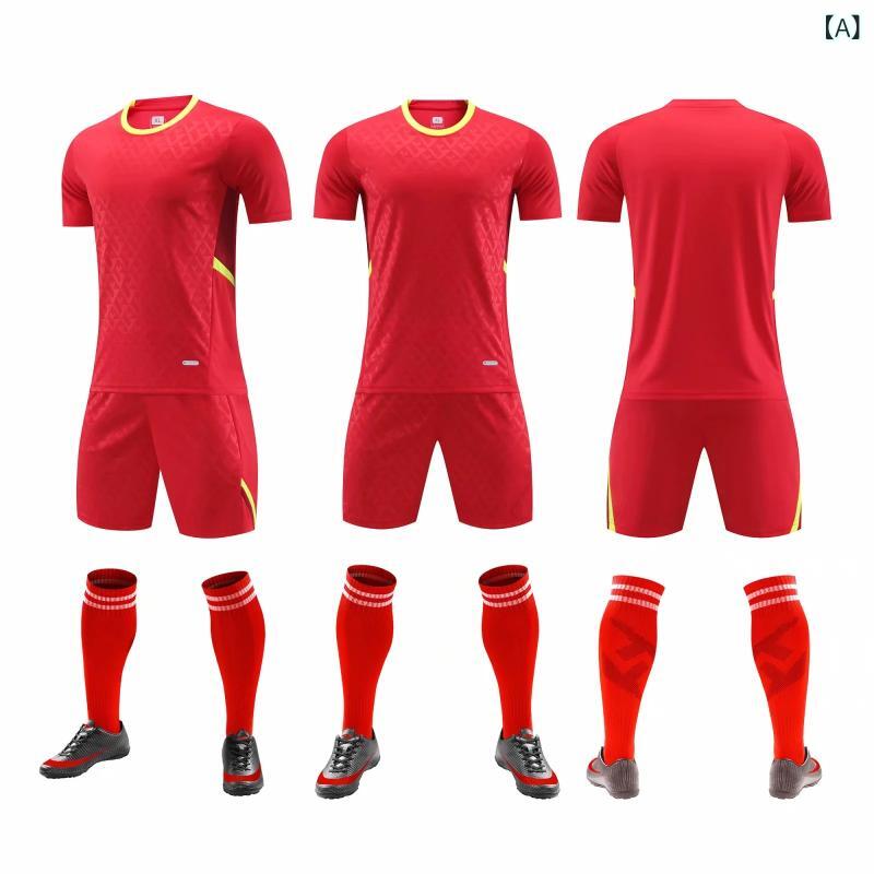 Rakuten - サッカーユニフォーム 上下セット 練習着 メンズ ジュニア サッカーウェア チームユニフォーム フットサル 吸汗速乾 通気性 トレーニングウェア スポーツウェア 動きやすい サッカーパンツ 中学生 大人 子供 団体対応 部活動 高耐久 快適素材 摩擦に強