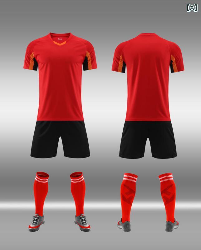 Pants - サッカーユニフォーム 上下セット キッズ メンズ 吸汗速乾 メッシュ素材 プロ仕様 動きやすさ重視 蒸れにくい 高機能 チームユニフォーム 練習着 フットサル サッカーウェア 試合用 運動会 部活動 合宿 予備着 スポーツウェア ジュニア 大人 子供 兼用