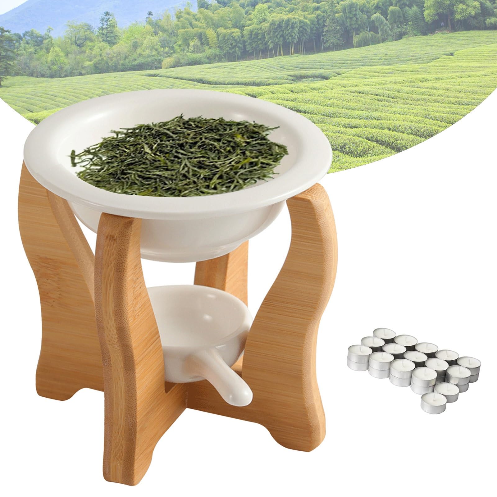 Rakuten - 茶香炉 香炉 アロマポット 陶器 茶香炉一式セット アロマバーナー アロマディフューザー 家庭 オフィス ヨガ 美容 木製 おしゃれ かわいい インテリア キャンドル ギフト 内祝い 引っ越し祝い 新築祝い 誕生日 還暦祝い 退職祝 送別会 贈り物 癒し リラックス プレゼント