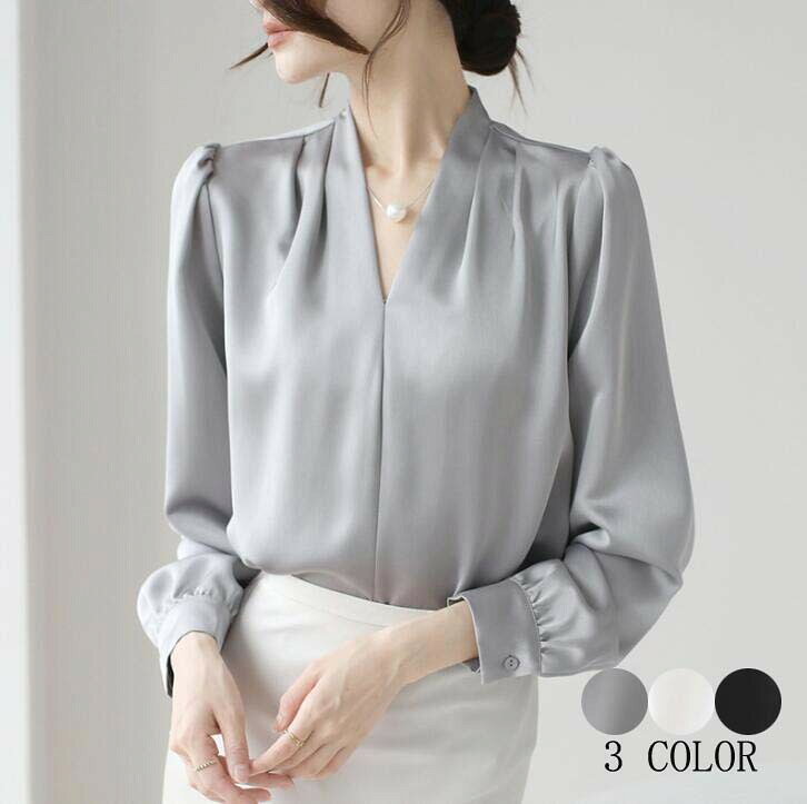 レディース シャツ 春 夏 秋 上品 通勤 Vネック シャツ 面接 体型カバー 大人 レディースシャツ トップス 女性長袖 スーツ 通勤 面接 ゆったり OL 仕事用 日常 上品 トップス 優雅 smilecoco-10010747 smilecoco楽天市場店 パッケージ画像