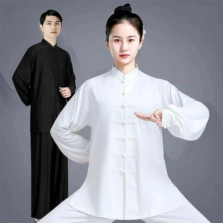 smilecoco楽天市場店の表演服 ウェア 上下セット 服 太極拳 太極拳 カンフー服 拳法 演武用服 太極拳パンツ 練習着 カンフーパンツ ズボン 上下セット 男女兼用 ユニセックス 送料無料｜アングル2