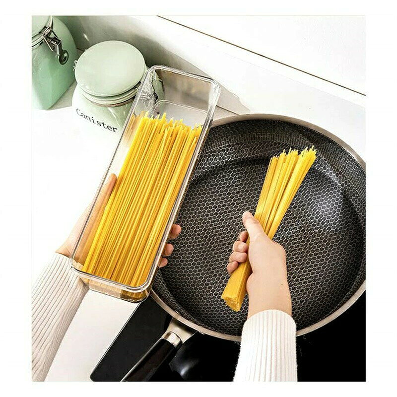 smilecoco楽天市場店の2個セット パスタ保存容器 パスタケース パスタ容器 プラスチック 保存容器 密閉 密封保存 密閉保存容器 防湿 酸化防止 広口 透明 蓋付き ホコリ防止 虫よけ 貯蔵容器 穀物収納｜アングル3