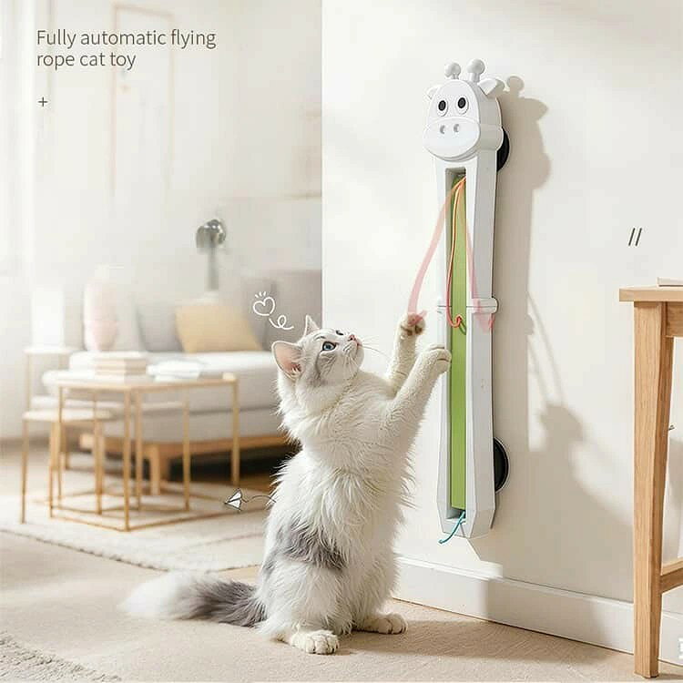 smilecoco楽天市場店のペット用品 猫用おもちゃ 電動猫じゃらし 自動猫じゃらし 自動ロープ振り機 USB充電式 吊り下げ 壁掛け 折りたたみ ドア取付 貼り付け 一人遊び 運動不足解消 ストレス発散 留守｜アングル3