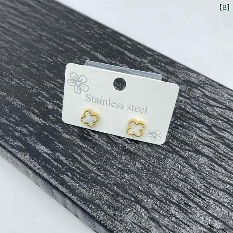 イヤースタッド ピアス 四つ葉 花 モチーフ 女性用 シンプル ファッション アクセ...
