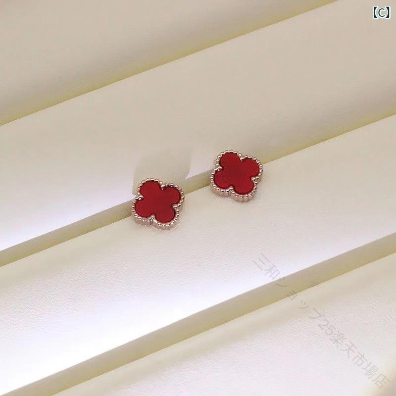 イヤースタッド ピアス 四つ葉 花 モチーフ 女性用 シンプル ファッション アクセ...