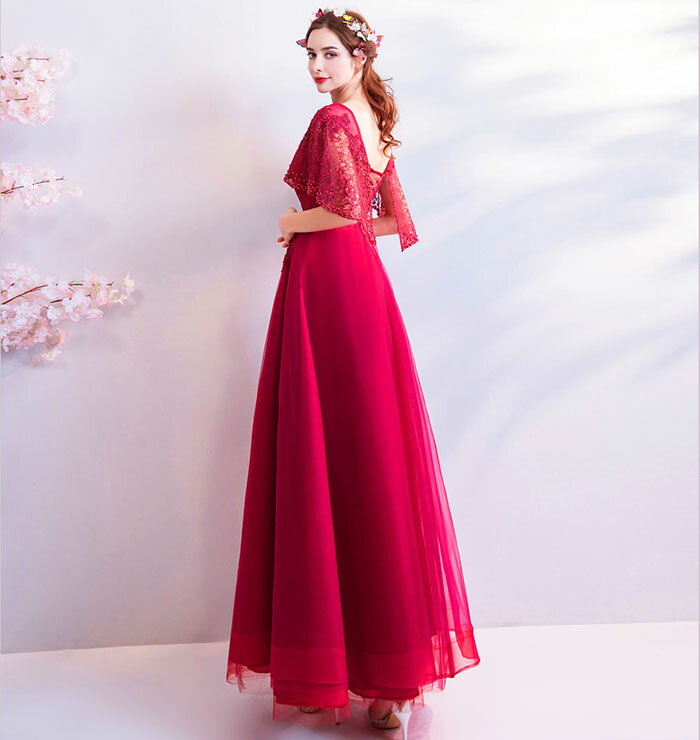 レディース　ファッション　オシャレ　綺麗　上品　 トースト ウェア 花嫁 婚約 イブニング セレモニー 新 中華風 ライト モーニング ローブ ドレス ワンショルダー パーティー