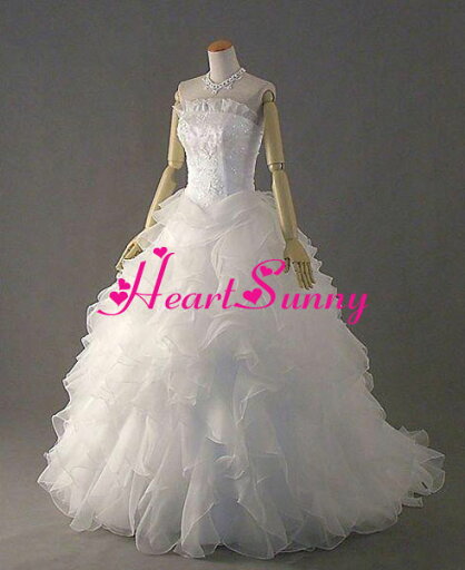 ウェディングドレス プリンセス☆D024☆ふわふわフリル ビーズ飾りレース トレーン☆HeartSunny【RCP】サイズオーダーメイド/結婚式/披露宴/二次会/大きい/小さい/ロングウエディングドレス/パーティードレス/ブライダル/花嫁/格安/激安 ウェディングドレス プリンセス☆D024☆ふわふわフリル ビーズ飾りレース トレーン☆HeartSunny【RCP】サイズオーダーメイド/結婚式/披露宴/二次会/大きい/小さい/ロングウエディングドレス/パーティードレス/ブライダル/花嫁/格安/激安