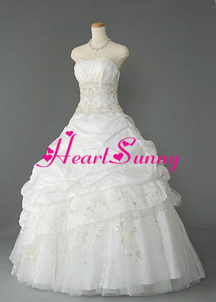 Rakuten - ウェディングドレス プリンセス☆D039☆ティアード レース 折り目☆HeartSunny【RCP】サイズオーダーメイド/結婚式/披露宴/二次会/大きい/小さい/ロングウエディングドレス/パーティードレス/ブライダル/花嫁/格安/激安