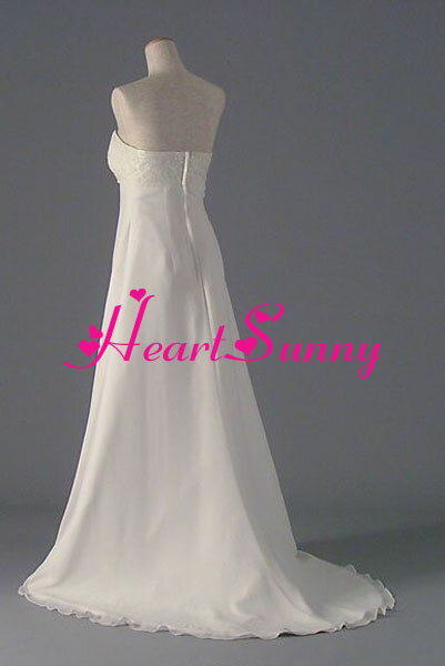 ウェディングドレス スレンダー☆D056☆ビーズ飾りビスチェ トレーン☆HeartSunny【RCP】サイズオーダーメイド/結婚式/披露宴/二次会/大きい/小さい/ロングウエディングドレス/パーティードレス/ブライダル/花嫁/格安/激安