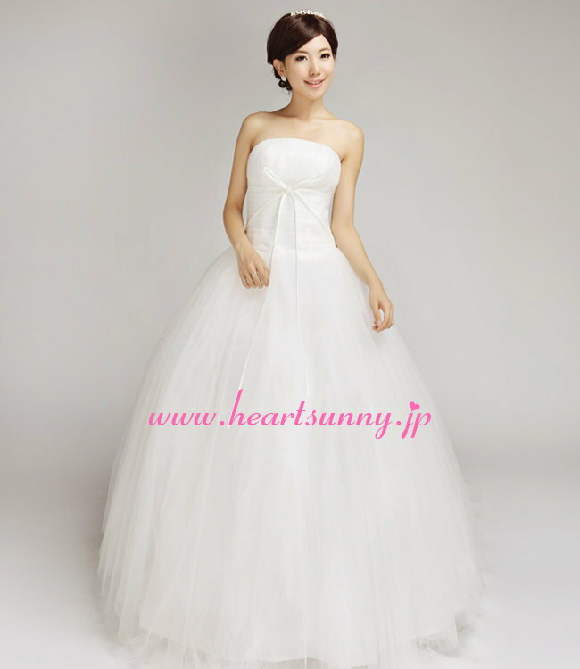 ウェディングドレス プリンセス☆E122☆折り目ビスチェ 編み上げ ソフトチュール☆HeartSunny【RCP】サイズオーダーメイド/結婚式/披露宴/二次会/大きい/小さい/ロングウエディングドレス/パーティードレス/ブライダル/花嫁/格安/激安