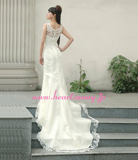 ウェディングドレス スレンダー☆B201☆透明感花柄レース ロングトレーン☆HeartSunny【RCP】サイズオーダーメイド/結婚式/披露宴/二次会/大きい/小さい/ロングウエディングドレス/パーティードレス/ブライダル/花嫁/格安/激安 ウェディングドレス スレンダー☆B201☆透明感花柄レース ロングトレーン☆HeartSunny【RCP】サイズオーダーメイド/結婚式/披露宴/二次会/大きい/小さい/ロングウエディングドレス/パーティードレス/ブライダル/花嫁/格安/激安