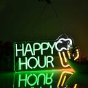 ネオンサイン 「Happy hour beer」 USB給電 NEON SIGN ネオン管 広告用 看板 ディスプレイ 居酒屋 カフェ 喫茶店 インテリア ホー...