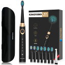 即納 電動歯ブラシ 替えブラシ8本 KINGYAMA正規品 音波歯ブラシ ブラック 歯ぶらし 本体 ソニック 人気 歯間ブラシ付 五つモード 家族 はみがき 電...