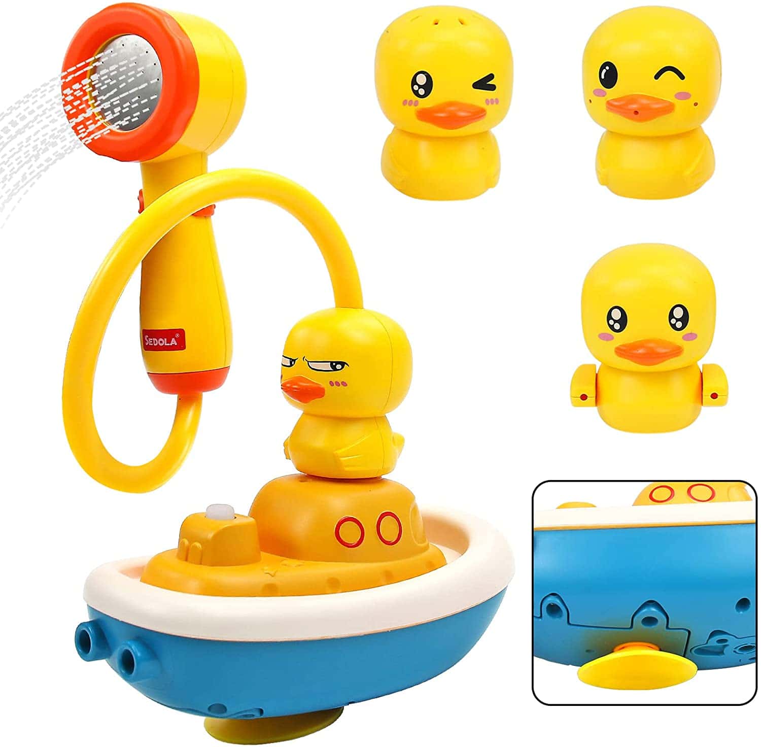 製品情報 ・【お風呂用おもちゃセット】アヒルのお風呂用おもちゃ4点セットです。かわいらしい表情のアヒルが4種類いて、アヒルごとに噴水の形が異なります。複数の遊び方を組み合わせてさまざまな水遊びを楽しみ、子供の手と目の協調と想像力を高めます。 ・【かわいいおもちゃ】おもちゃには噴水の水の流れを制御するスイッチが付いています。王冠、手、または頬に噴水のあるアヒルを使用している場合は、スイッチを押して最初のギアを設定すれば大丈夫です。また、ボートの底にはプロペラが装備されており、水の流れと流速を??制御しながら物理の作用で船体を水中に浮かせることができます。吸盤はボートの底に付いているので、浴槽の壁に貼り付けてシャワーとして使用できます。 ・【人気のプレゼント】お風呂のおもちゃでお子様のバスタイムが楽しくなります。かわいいデザインのおもちゃは、男の子も女の子も興味をそそられます。完璧な誕生日プレゼントのアイデア!クリスマスやお正月、入学祝いなどの特別な日にもおすすめです。 ・【安心・安全へのこだわり】おもちゃは防水設計を採用しているので、安心して遊べます。さらに、角はすべて丸みを帯びており、鋭い凹凸やバリがないので、踏んでぶつけてもお子様の肌を守ります。 ・【ご注意】 この商品は単4電池が必要です（付けていません）、また、電池はカーボンバッテリーの使用をお勧めします。ハイパワーバッテリーは使用不能です。 この商品は説明書が日本語ではありません、ご注意してください。