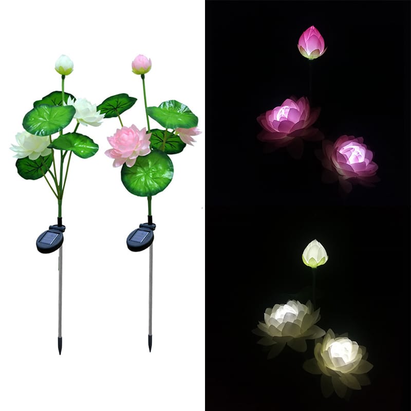 ソーラーライトLEDロータス蓮埋め...