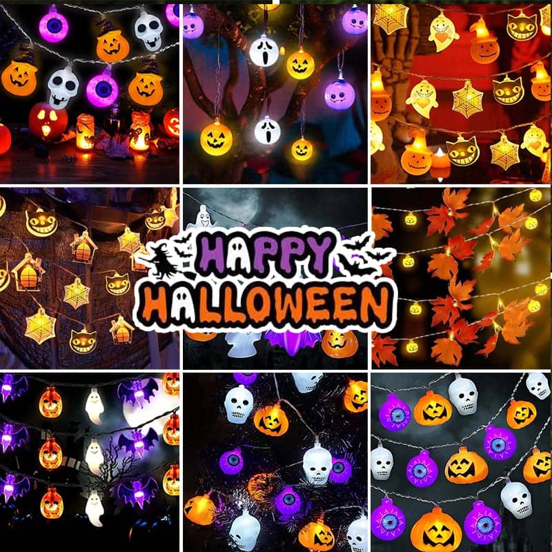 【ポイント 5倍UP !】6m 40球 ハロウィン カボチャ 幽霊 電池式 点滅パターン おしゃれ LEDイルミネーション 飾りライト ライト ledライト パーティ 化け物屋敷 祭りの雰囲気 ガーデンライト 風景装飾 室内 玄関 駐車場 玄関 屋根 学園祭