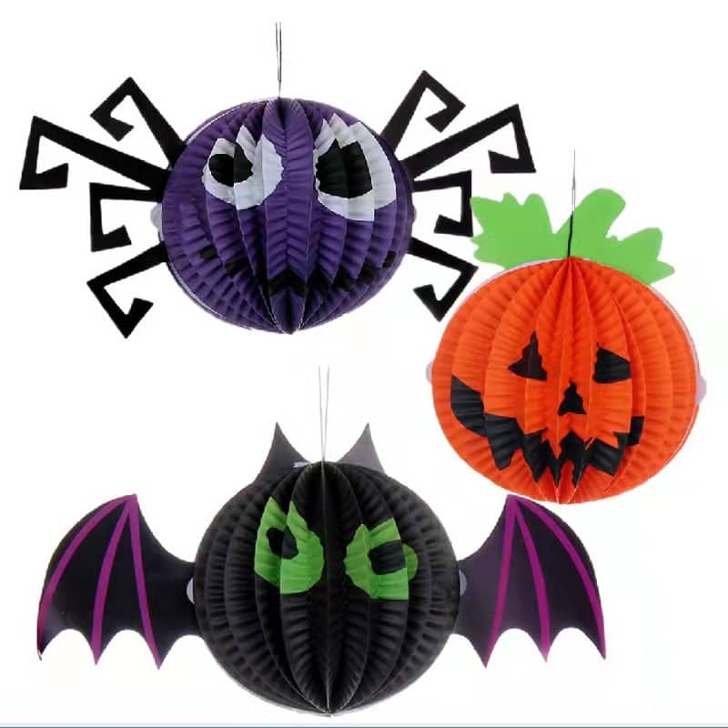 【ポイント 5倍UP !】9本セット ハロウィン ランタン カボチャランタン かぼちゃライト スパイダー提灯 丸型バット提灯 カボチャの提灯 ハロウィン ハンギングランタン パーティー用 ジャックオーランタン パンプキンライト パンプキンランタ 2308