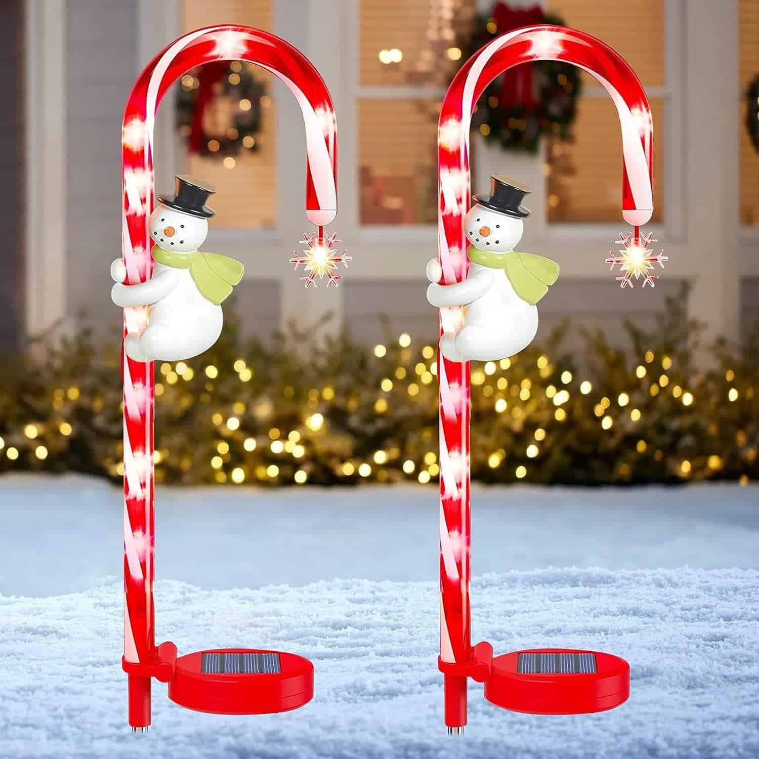 2本セット クリスマス 飾り ソーラーライト Candy Cane 埋め込みライト 雪だるま サンタクロース 屋外ガーデンデコレーションライト イルミネーションライト 庭園灯 芝生ランプ 自動点灯 芝生 庭 風景 ソーラー充電 電飾 飾りライト パーティ 装飾 防水 2308 1