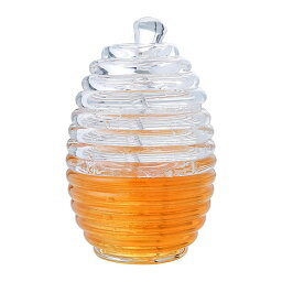 ハニーポット ハニーディスペンサー ガラス 卓上クリスタル 蜂の巣 ハニーポット ガラス蜂蜜瓶 シロップ容器 ジャム ゼリー 家庭用 キッチン収納