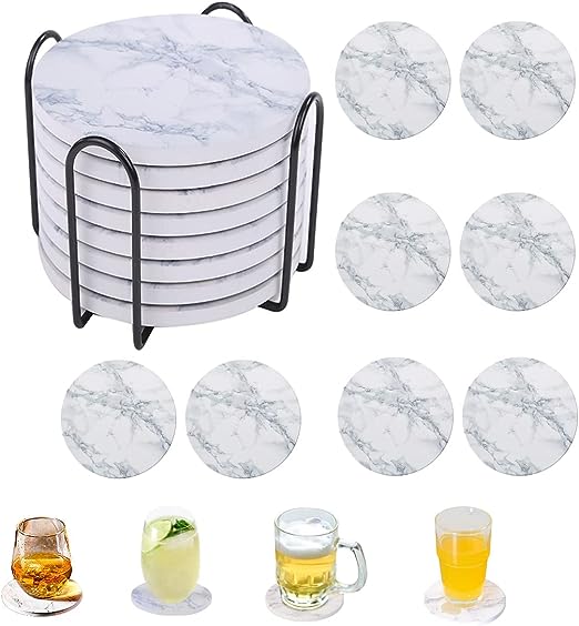 コースター 8枚セット セラミック製 大理石材質 おしゃれ 吸水 速乾 断熱 珪藻土よりも良い 茶パッド ..