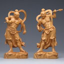 仁王像 置物 金剛力士 木彫り 桧木(ヒノキ)仏像コレクション 阿形吽形2種セット(Size:高さ20cm)