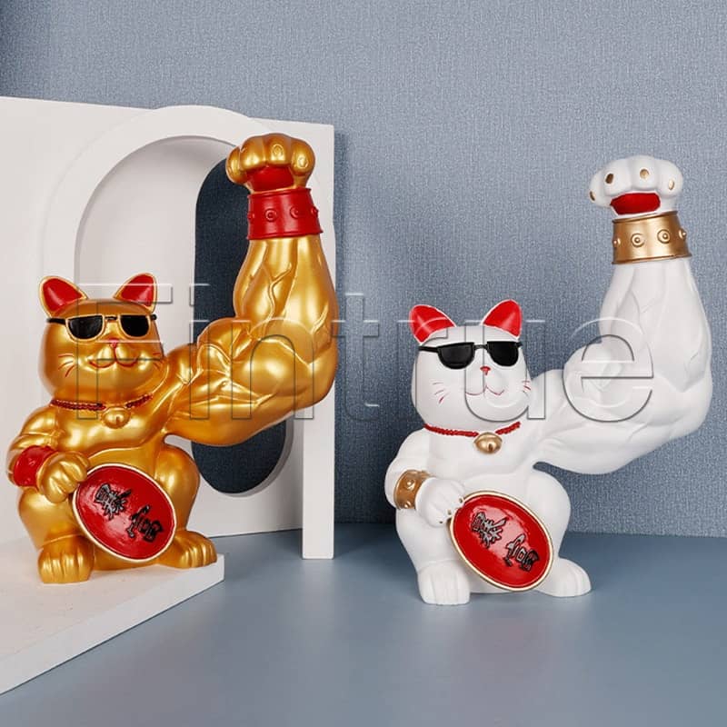 【サイズM】招き猫 猫パンチ 招きネコ ゴールド 幸せを呼ぶ 暴富 金色招き猫 風水 グッズ 開運グッズ 縁起物 風水グッズ 2023 まねきねこ 置物 商売繁盛 開店祝い ジム サロン 居酒屋 カフェ レストラン 美容室