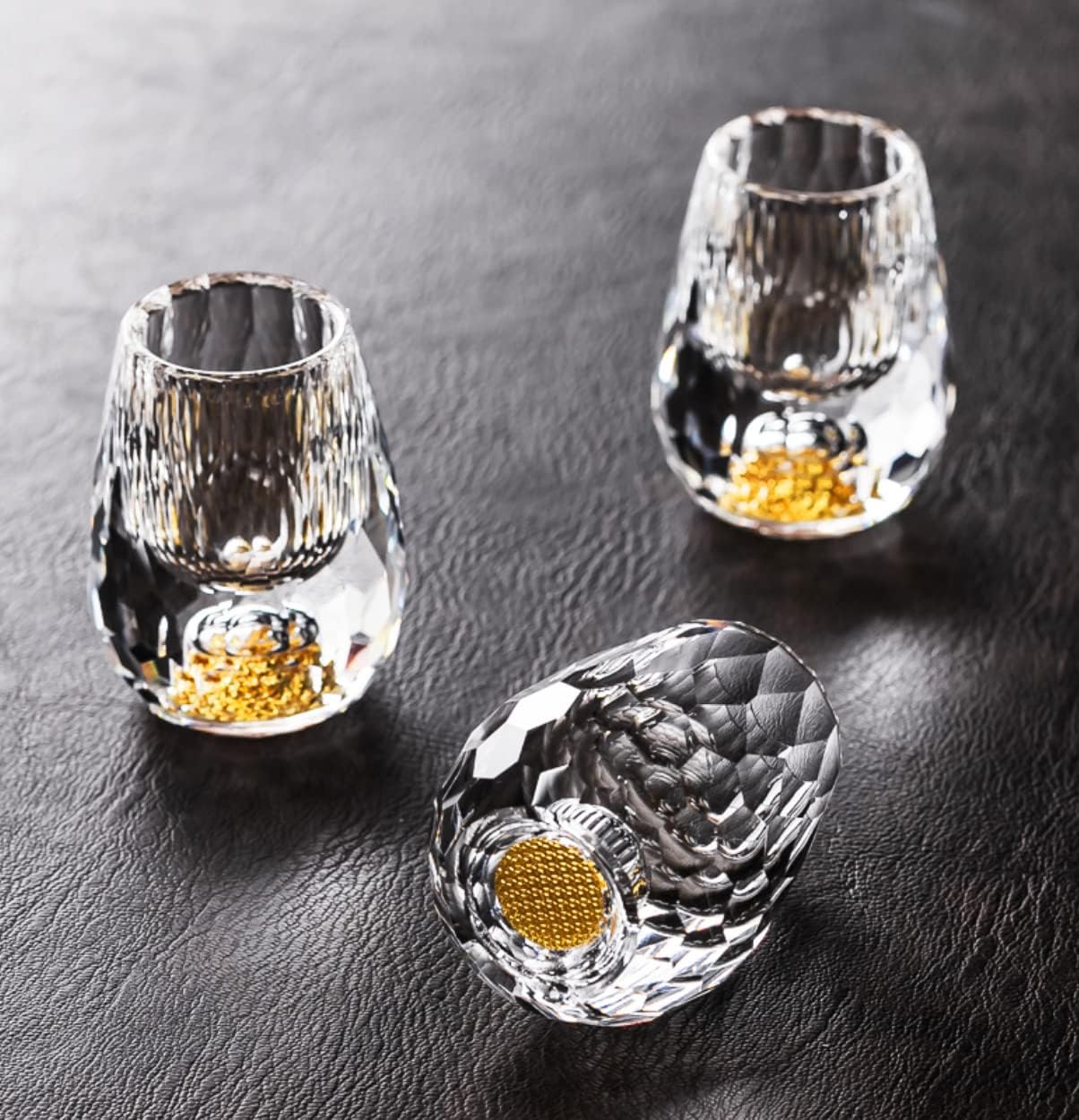 ショットグラス ダイヤカット 金箔くず ミニ15ml 6個セット おしゃれ プレゼンド ギフト