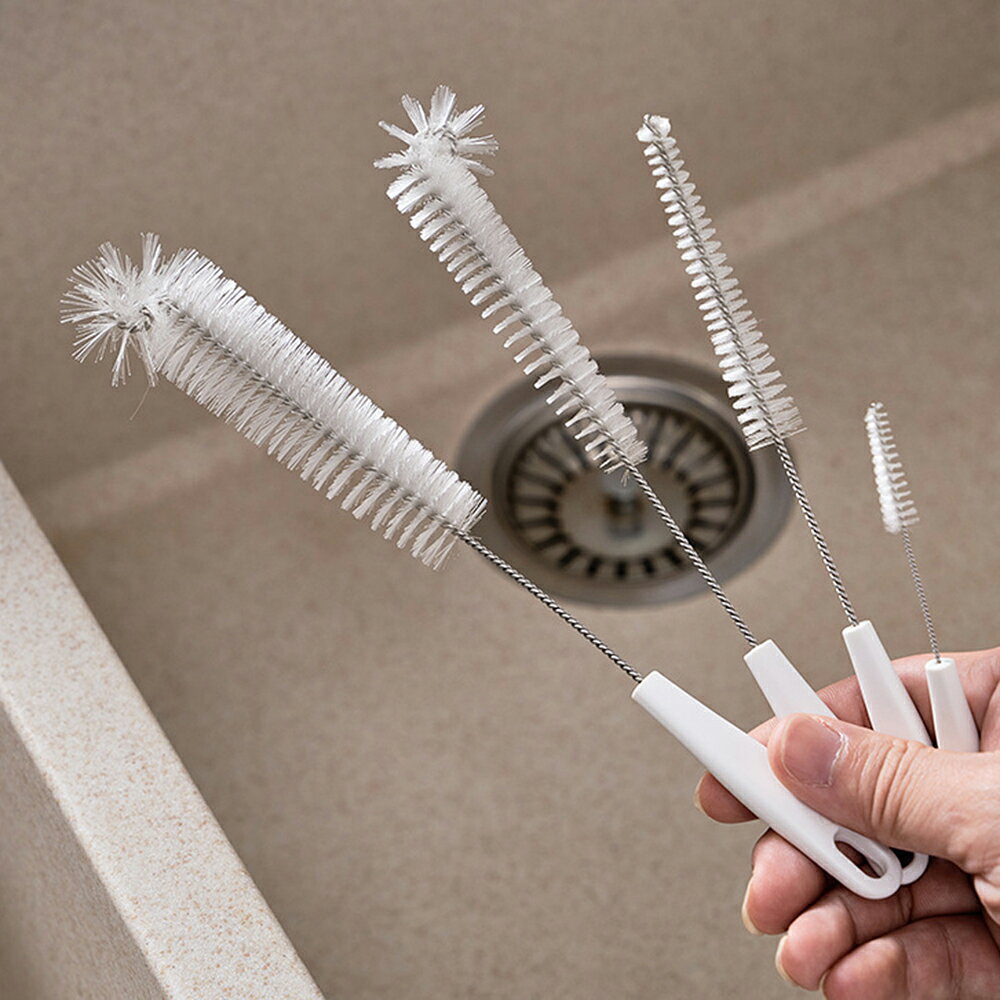 4本入 ストロー洗いブラシ 洗浄ブラシ ステンレス線 カップブラシ 自由に曲がる 隙間ブラシ 哺乳瓶ブラ..