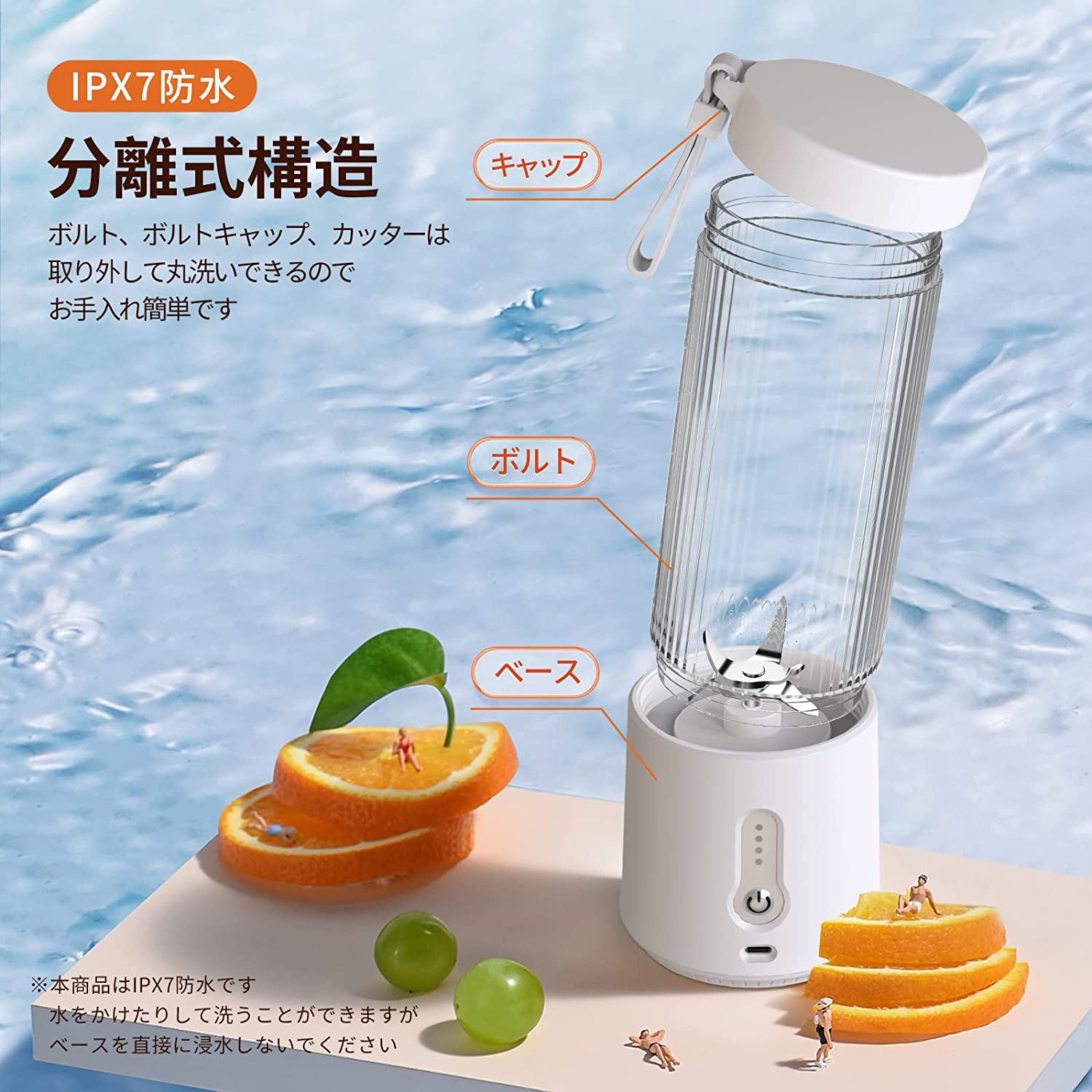 【ポイント10倍！】ジューサー ミキサー 小型 スムージー 氷も砕ける 野菜 果物 離乳食用 栄養補充 一台多役 お手入れが簡単 450ML 4000mAh 18000回転バッテリー 持ち運び type-c充電ポート 磁気誘導型安全機能 アウトドア 旅行 出張 オフィス