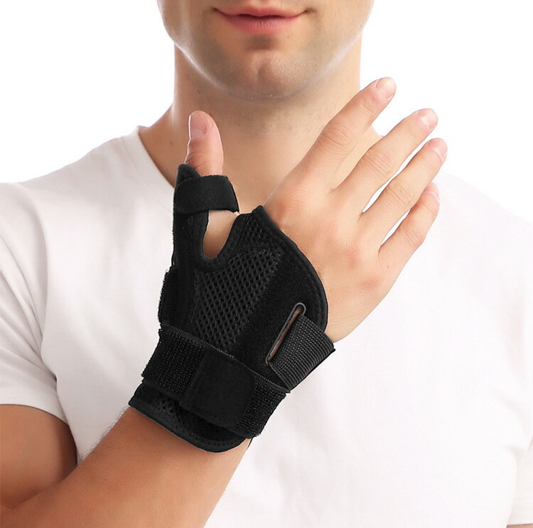 親指付け根サポーター スポーツ指保護固定リスト 親指関節腱鞘炎疲労 通気性テープ式指カバー フリーサイズ 左右兼用（1個）
