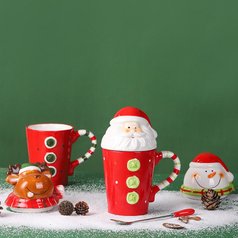 【ギフトバッグ付き】サンタクロースセラミックコップ クリスマスギフト選びに最適 トナカイ・雪だるま..