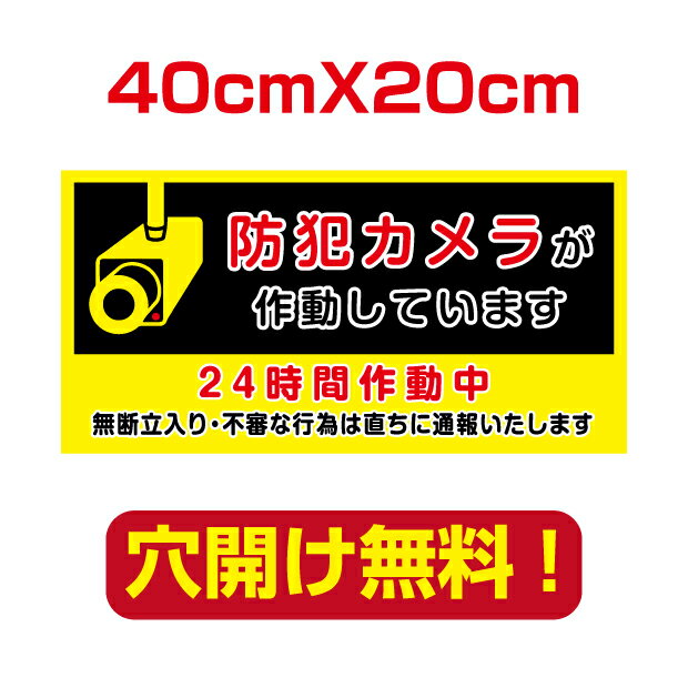 【送料無料】防犯カメラ作動中　40cm*20cm 屋外用　屋外対応　表札 案内板　オリジナル看板 平看板 パネル サイン 耐水 高耐久性 アルミ複合板　プレート看板 看板 標識　camera-50