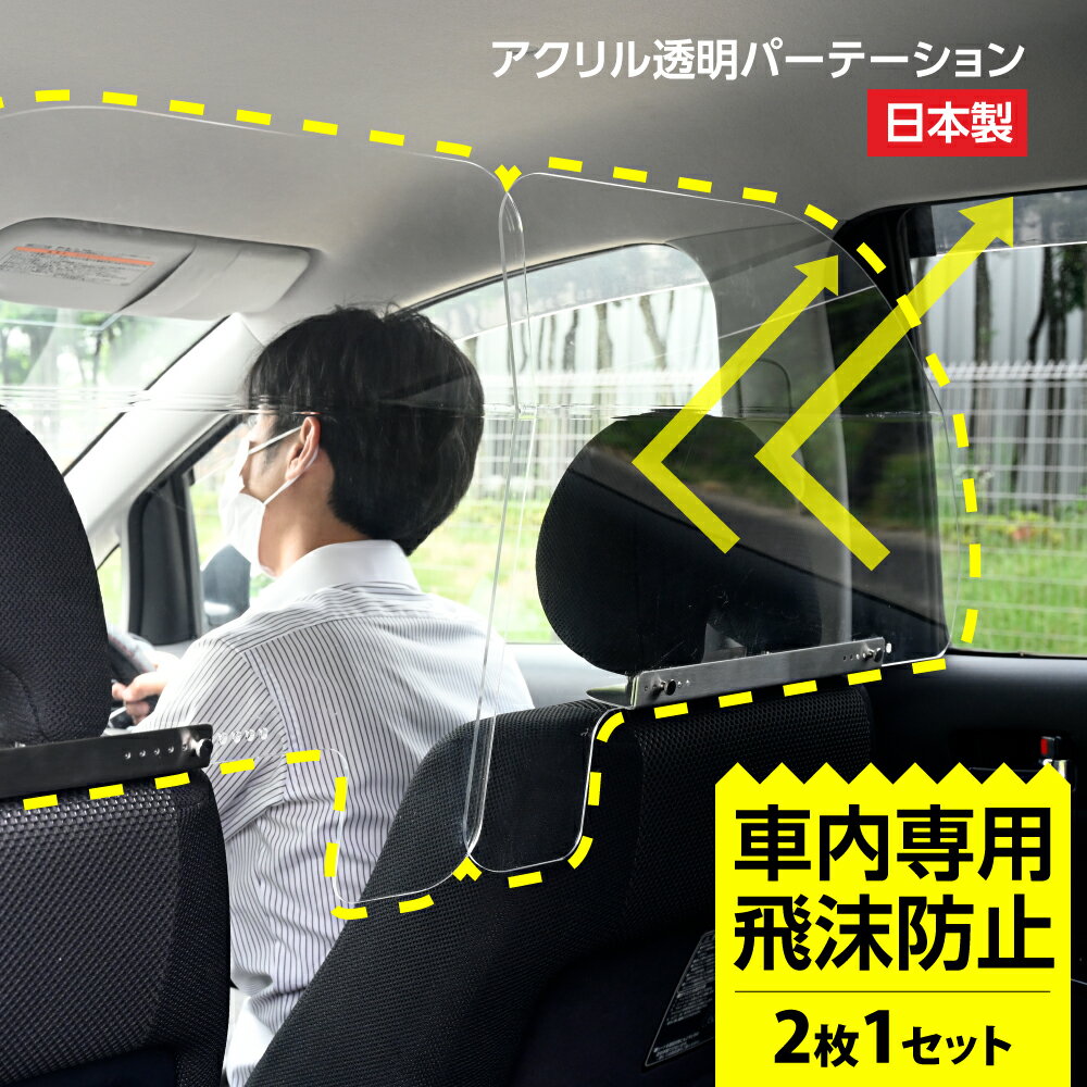 [日本製]（2枚1セット）ねじ止め式 車用 パーテーション 車内の飛沫ブロッカー お...