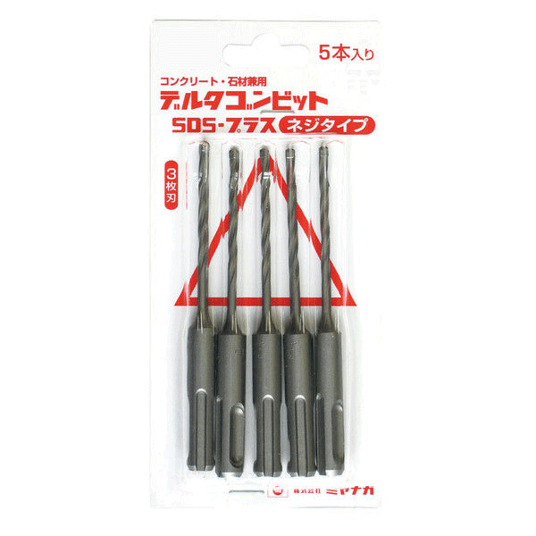 ミヤナガ DLSDS43JP5 ドリル デルタゴンビット SDSプラス 5本パック ネジタイプ 4.3mm