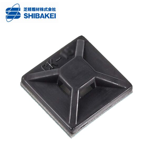 【在庫あり】芝軽粗材 シバケイ CK-30B コンベックスベース 黒 （粘着テープ/グレー）100個入/袋 配線固定具 結束バンド @