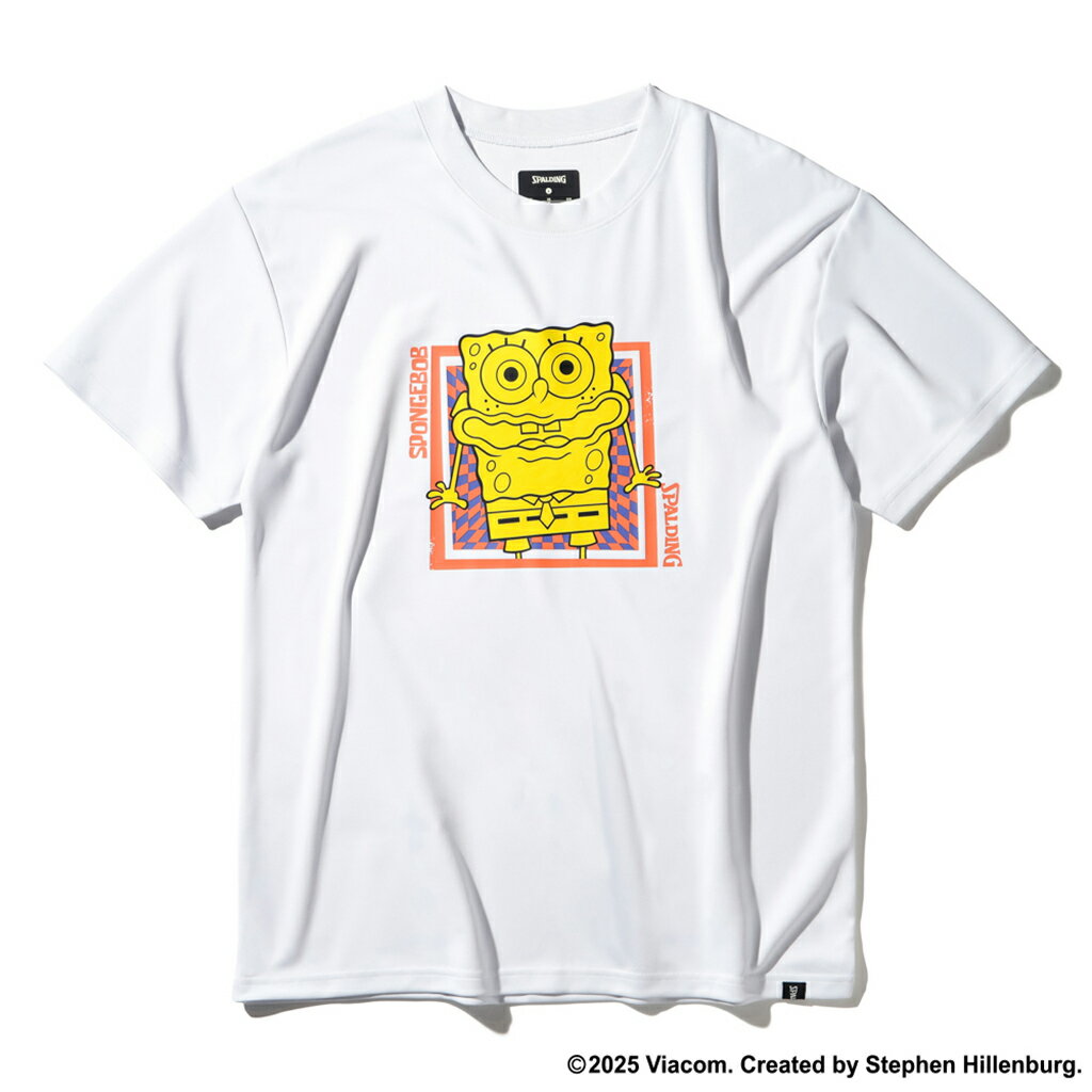 スポルディング　Tシャツ　スポンジ・ボブ　チェッカーフラグ（半袖） H/S SHIRTS　ホワイト　SMT25046S［SPALDING］【2025SS】