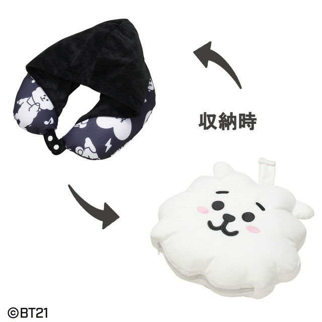 BT21　ネックピロー　RJ フード付きネックピロー