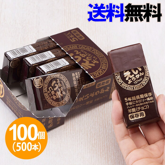 井村屋　チョコえいようかん（5本入り）×100個セット（5ケース　計500本）　【備蓄用食料】【長期保存】【災害】【避難】【カロリー補給】【送料無料】【代引料無料】-000008