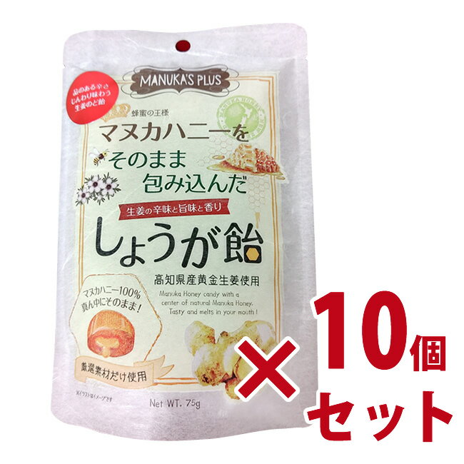 マヌカプラス　マヌカハニーをそのまま包み込んだしょうが飴　10個セット【国産品】【食品添加物無添加】【送料無料】-000008 1