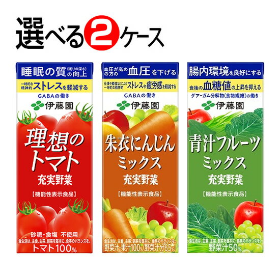 【機能性表示食品】伊藤園　充実野菜　紙パック　選べる2種類　2ケース　48本　セット （24本×2）　（2ケース／48本）-000008