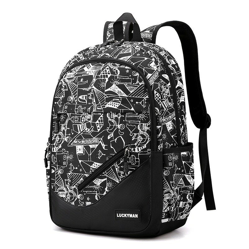 リュックサック 通学 大容量 メンズ レディース キッズ 学生 バックパック 通勤 旅行 A4収納 15.6インチPC対応 多収納 ポケット付き 軽量 ナイロン おしゃれ 黒 白 ブラック ホワイト