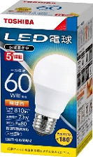 LED電球 TOSHIBA（東芝ライテック） E26口金 広配光タイプ 電球色 一般電球60W形相当 LDA7L-G-K/60W-2 (LDA7LGK60W2) LDA8L-G-K/60Wの後継機種